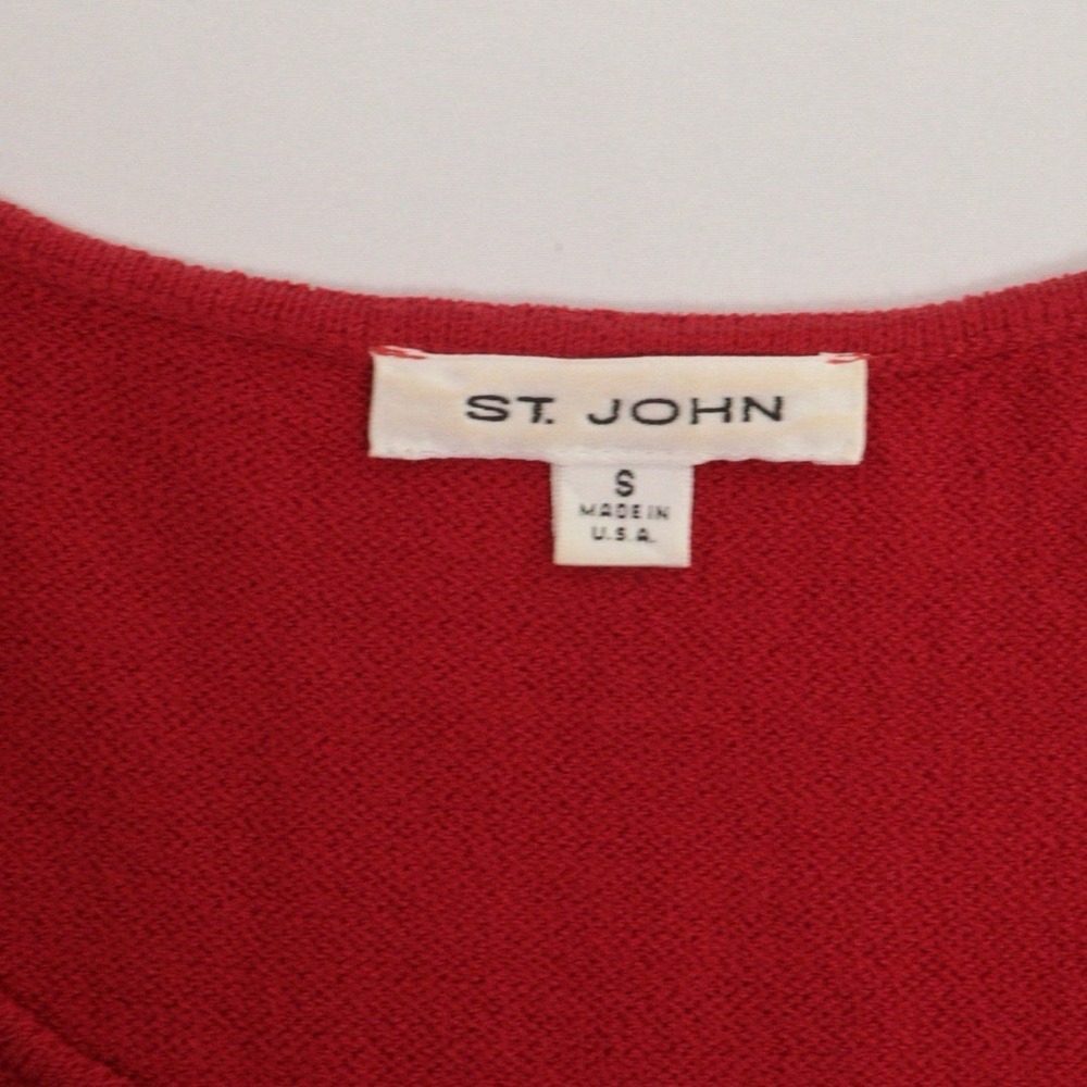 St John Red Sleeveless Top Santana Knit Scoop Neck Quiet Luxury Size Small - Picture 3 of 8